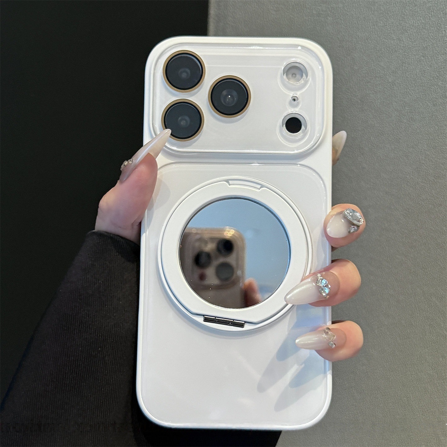 Funda Magnética de Vidrio para iPhone 17 Pro Max con Soporte Giratorio de Espejo, Antigolpes