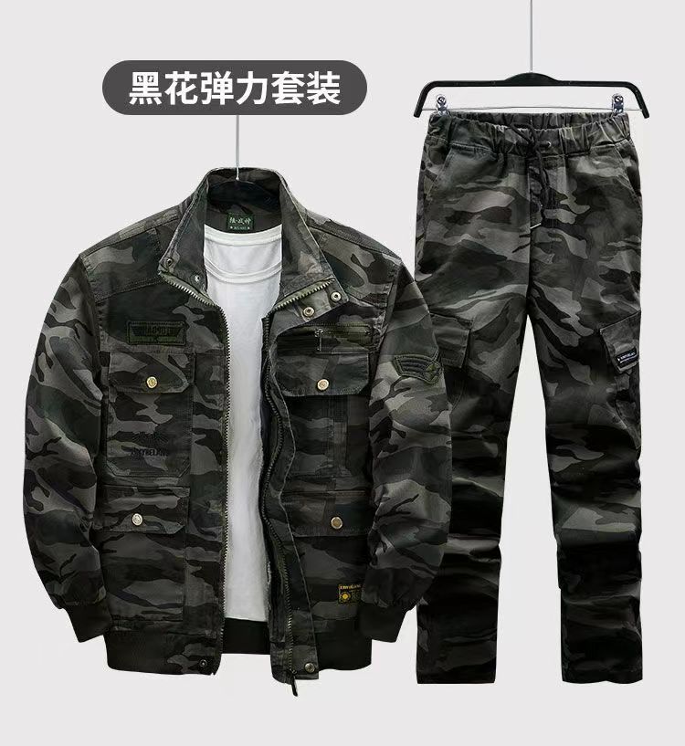 批发男士劳保工作服弹力套装春秋汽修专用焊工服耐磨军训服装耐脏