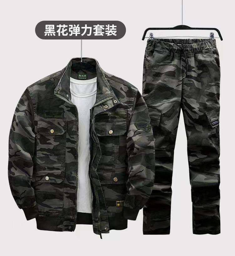 批發男士勞保工作服彈力套裝春秋汽修專用焊工服耐磨軍訓服裝耐髒