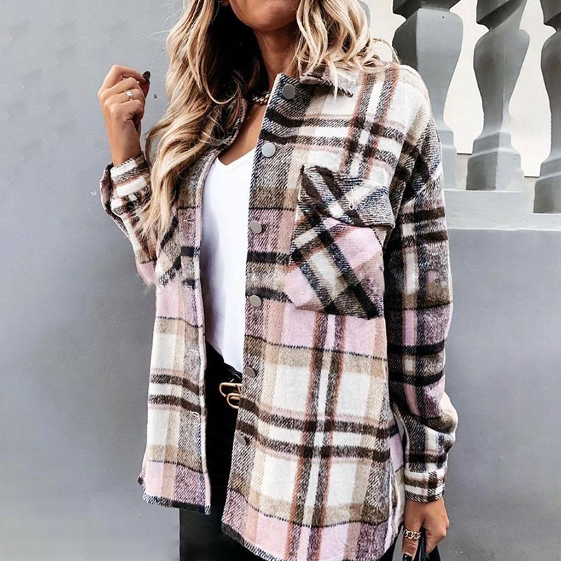 Women Lattice Single-breasted Button Cardigan Jacket SW090032