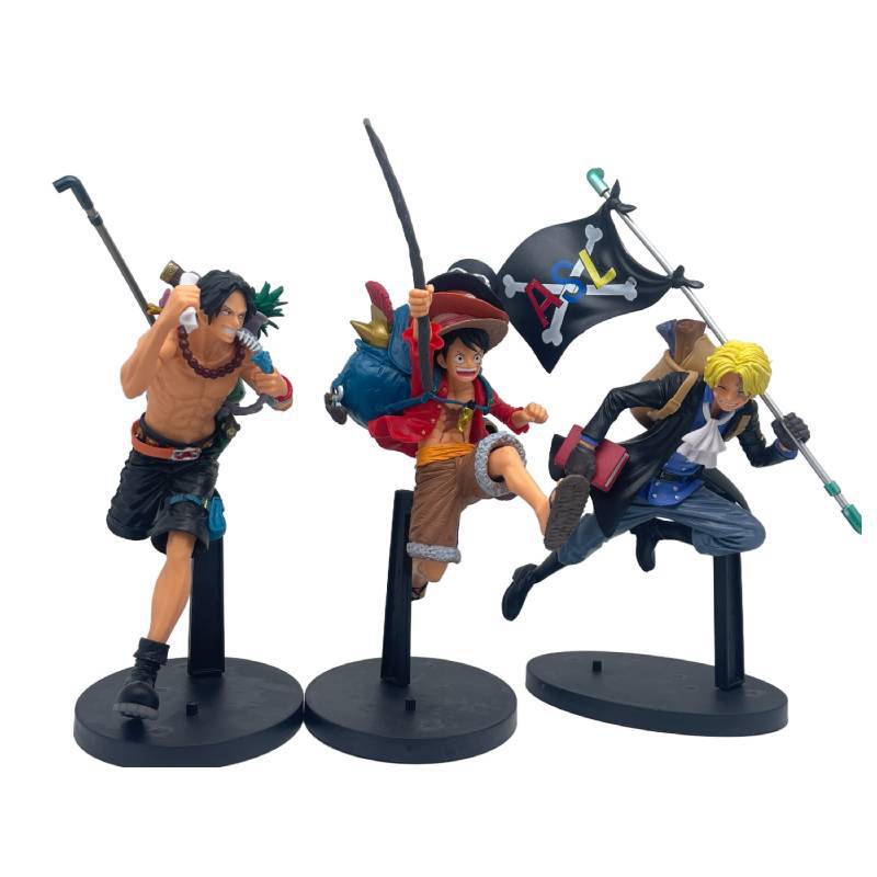 Anime figurine: One Piece King, Sailing, Running Backpack, Road Flying, Ace Sabo Model King, Decoration Car, Three Brothers