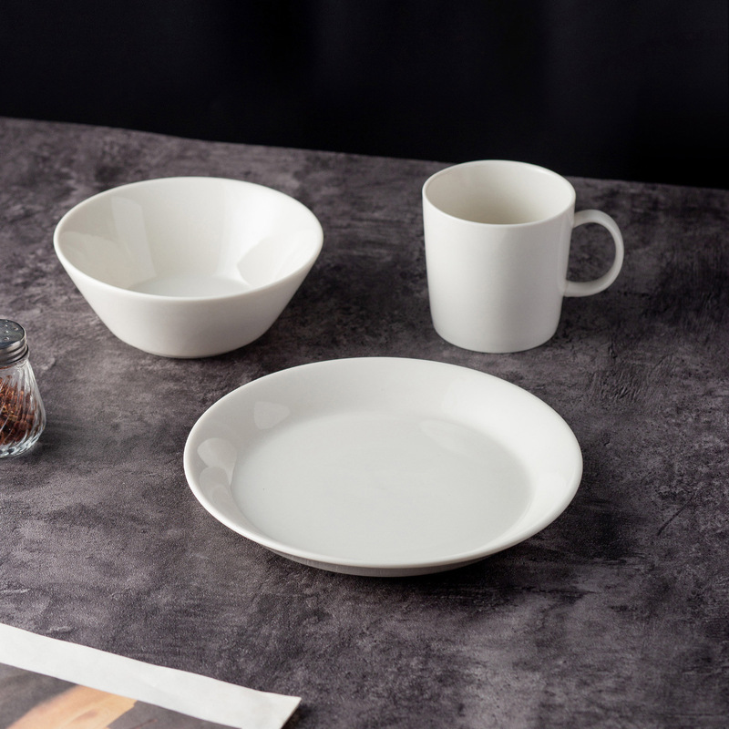 Casual Style Pure Color Ceramic Tableware Household Dishes Set Household Rice Bowl Mug Dinner Plate Western Food Shallow Plate Water Cup