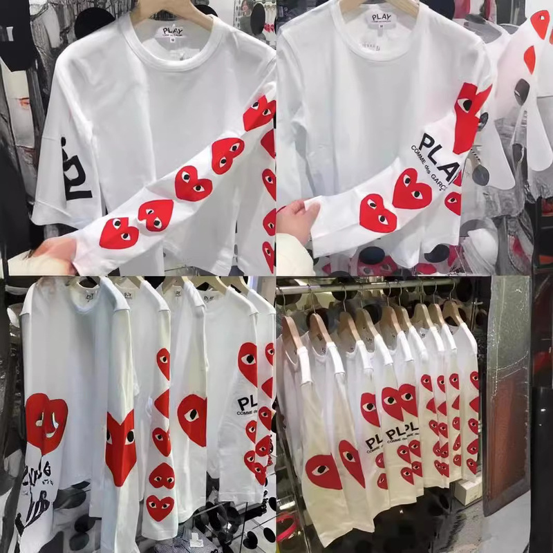C-Play Summer Long-Sleeve T-Shirt for Women with Rei Kawakami's Arm Heart Design, Cdg Base Shirt with 3D Pattern, Loose Fit C-Play Summer Long-Sleeve T-Shirt for Women with Rei Kawakami's Arm Heart Design, Cdg Base Shirt with 3D Pattern, Loose Fit