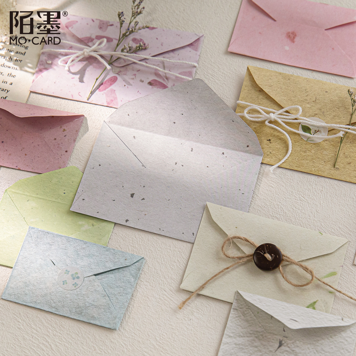 Mo Mo Ivory White Mini Sobres Set Post Time Series Confesión retro Cartas de amor Almacenamiento de tarjetas de felicitación