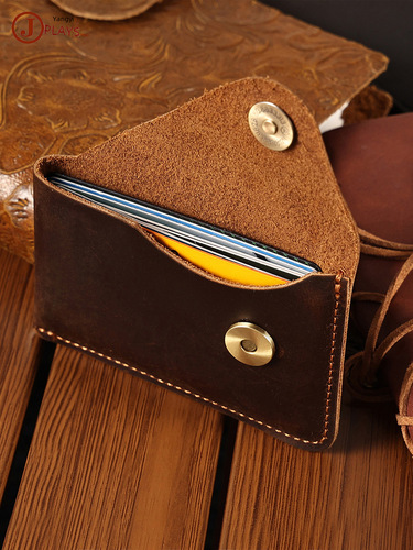 Cross-border new style handmade simple cowhide card case creative compact snap coin purse crazy horse leather Japanese retro card holder