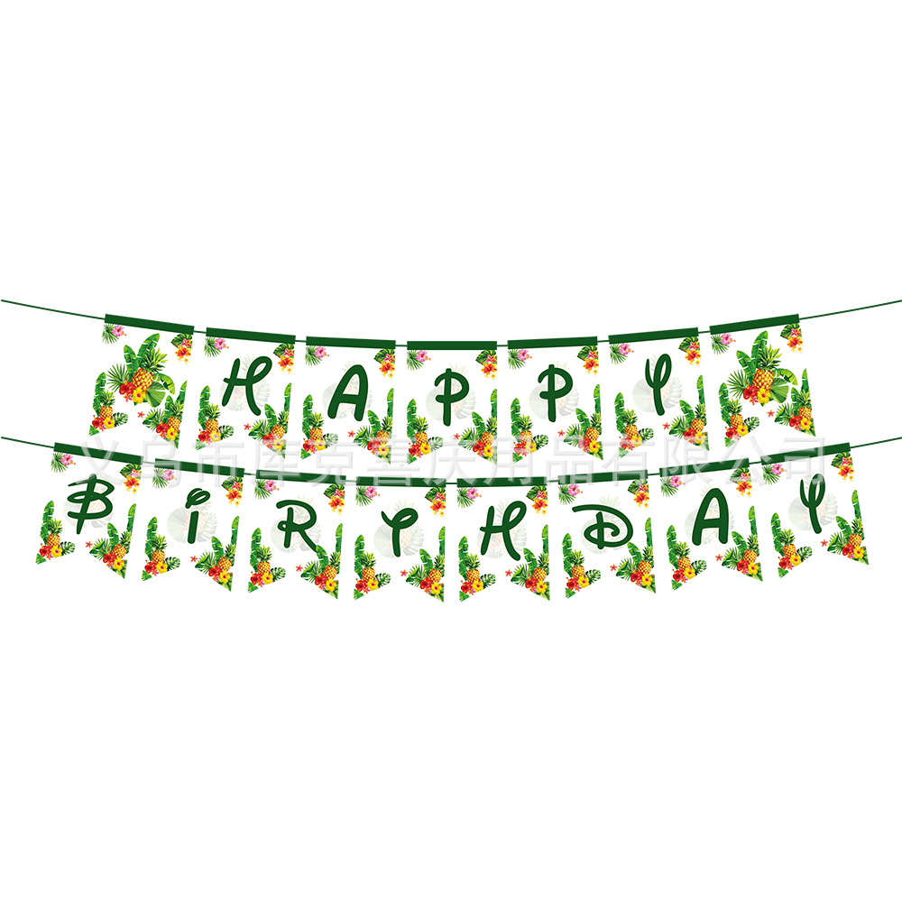 Nueva Hawaiian tema Fiesta decoración suministros hojas tropicales bandeja de papel desechable taza de papel tire bandera traje de tejido