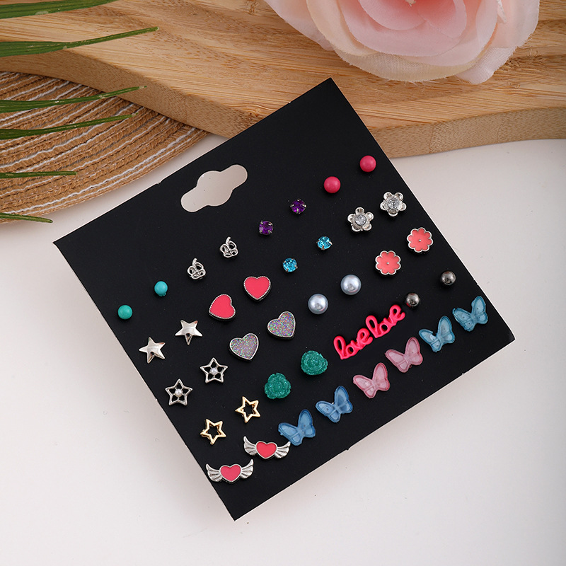 1 Set Simple Style Heart Shape Alloy Inlay Rhinestones Womenu0027S Ear Studs