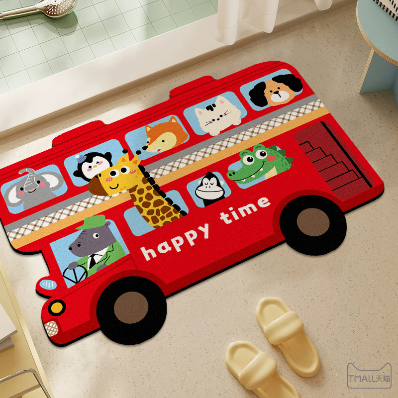 Cartoon Shaped Car Floor Mats, Bathroom Decorative Floor Mats, Children's Room Living Room Floor Mats, Stain-Resistant and Easy-Care Floor Mats
