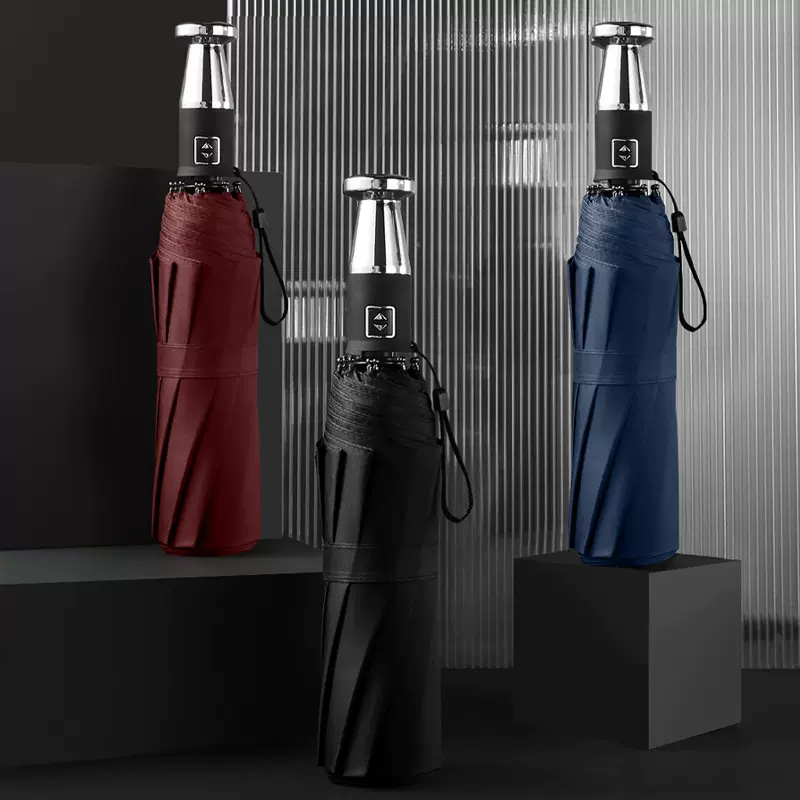 创意应急破窗锤全自动折叠三折伞黑胶遮阳晴雨伞礼品广告伞印LOGO