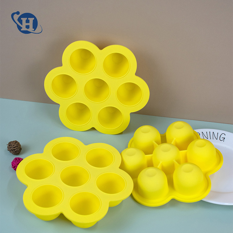 7-hole baby food supplement box food grade round silicone children's food supplement storage box 7-hole large ice hockey mold