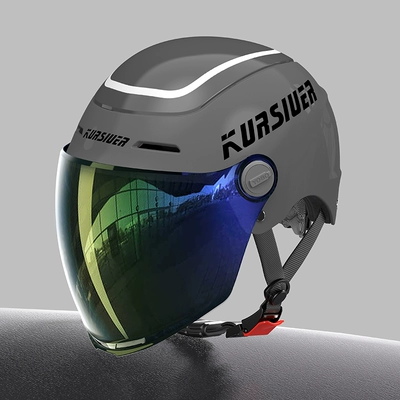 Motosiklet dəbilqələri | four seasons universal battery motorcycle helmet - one-size-fits-all-3c-pearlescent-gray-three-proof-paint-reinforced-colorful-dual-mirror-safety-tail-light-high-looking-new-national-standard-category-a