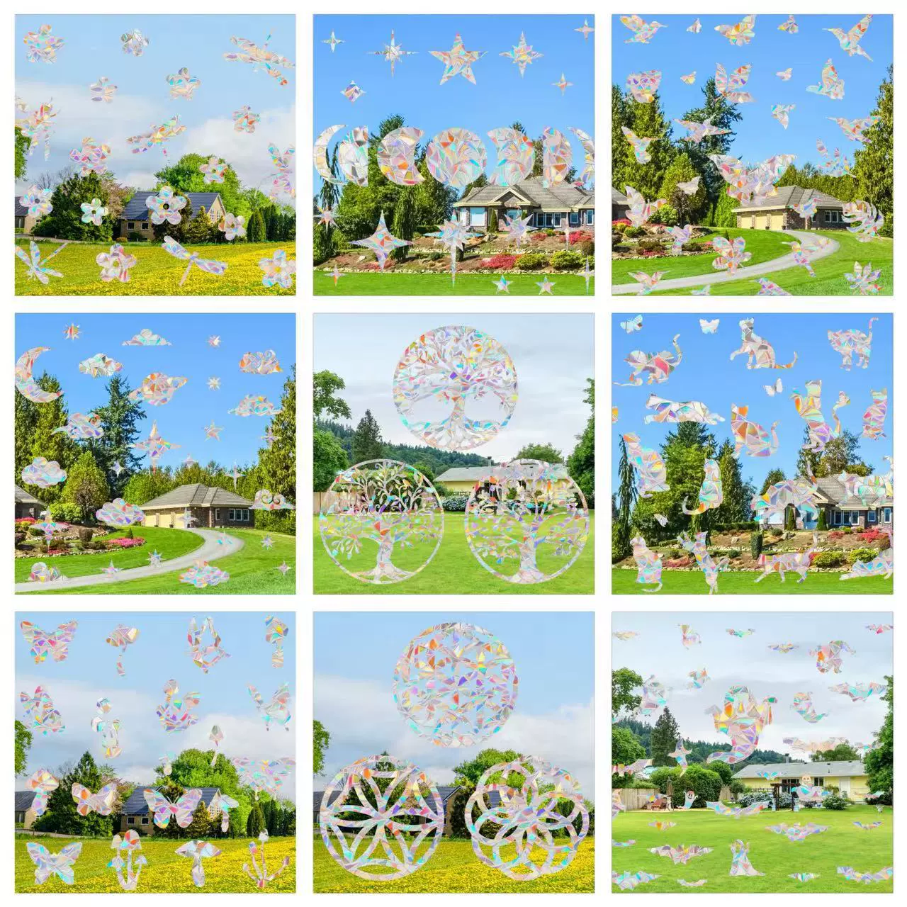 RPS801-845 солнечный ловец красочная радуга призма электростатическое стекло ПВХ птиц противоударная пленка окна