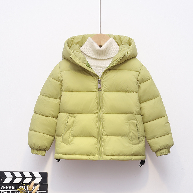 親子服、おしゃれな綿服、子供用秋冬コート、綿ジャケット、無地フード付き綿トップス、男の子と女の子の暖かい綿服|undefined