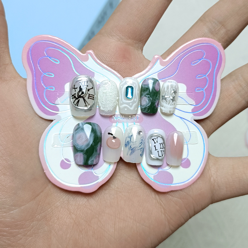 10 piezas de uñas con incrustaciones de diamantes para niñas