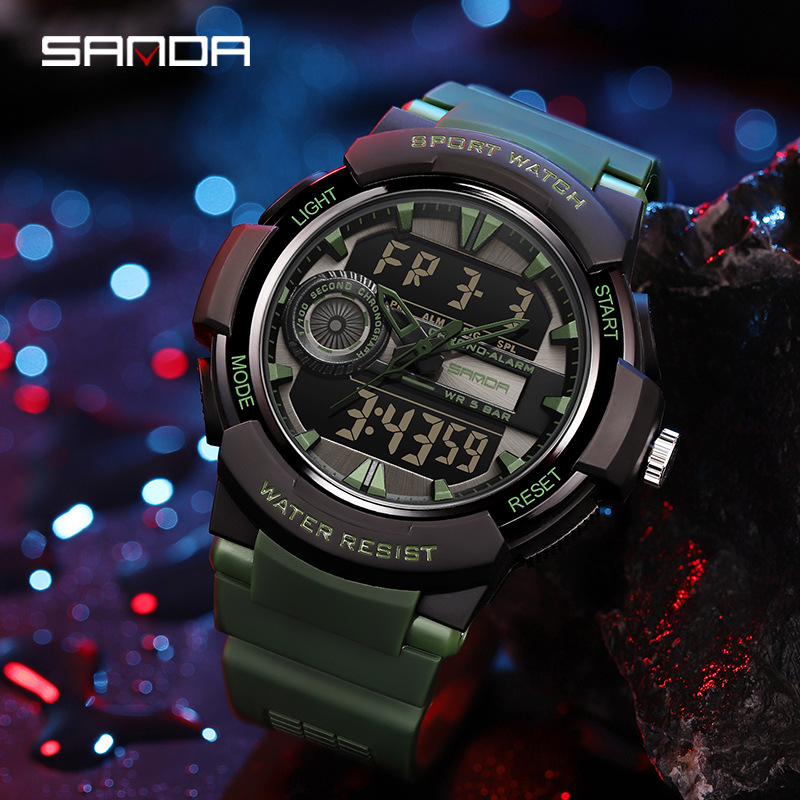 Sanda reloj nuevo 6082 reloj de moda Corea del Sur casual simple reloj deportivo multifuncional reloj electrónico