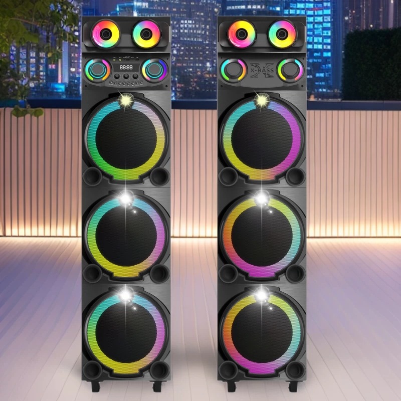 JBI doble 12 pulgadas * 3 100W Bluetooth acústico madera plástico combinado con 3X12 altavoces MDF placa de fiesta al aire libre LED