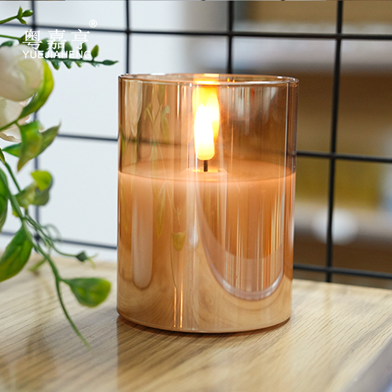 Llama de bala 3D LED de control remoto vela electrónica lámpara de vidrio de parafina atmósfera diseño accesorios adornos calor transfronterizo