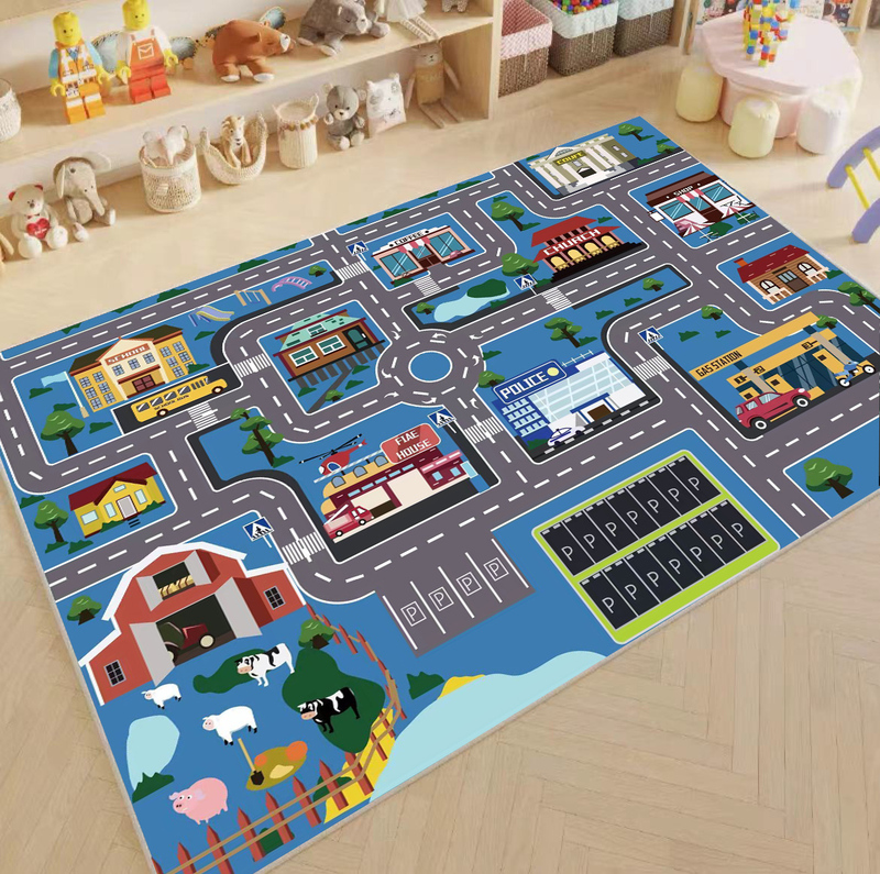 Children's Parking Lot Traffic Game Carpet Boy Car Cartoon Road Track Carpet Lane Easy-Care Floor Mat Children's Parking Lot Traffic Game Carpet Boy Car Cartoon Road Track Carpet Lane Easy-Care Floor Mat