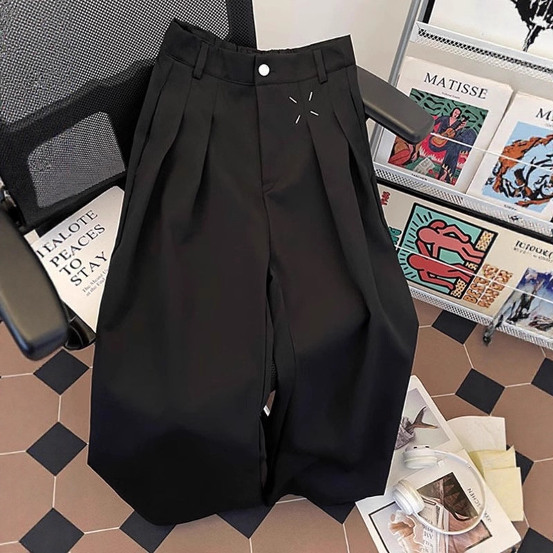 Formal Trousers Cloth Heavyweight 280g American Retro Black Trousers Men's Draped High-End Loose Wide-Leg Casual Pants