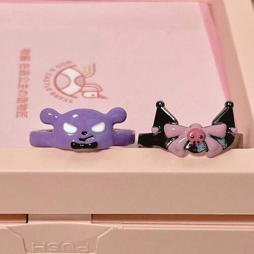 Kuromi Baku bestie ring female cp couple style simple couple ring cute girl style internet celebrity trend