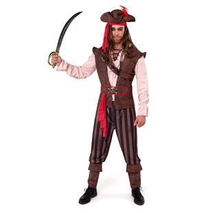 Men Caribbean Pirate Costume Adult Sea Captain Robber Costu