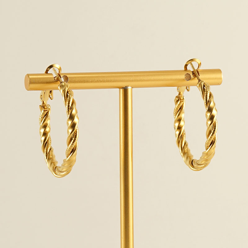 Pendientes espirales redondos de acero inoxidable 2023 nueva moda europea y americana pendientes de acero de titanio de 18K elegantes exquisitas femeninas