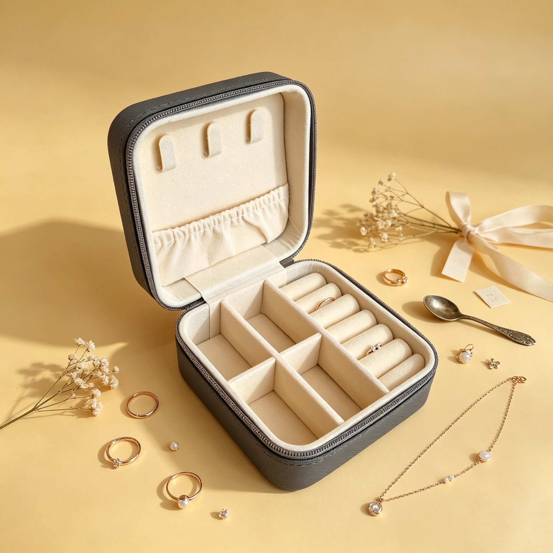 Caixa de joyería de cuero portátil para viajar caja de almacenamiento anillo collar de brazalete bolsa de joyería a prueba de polvo image 17