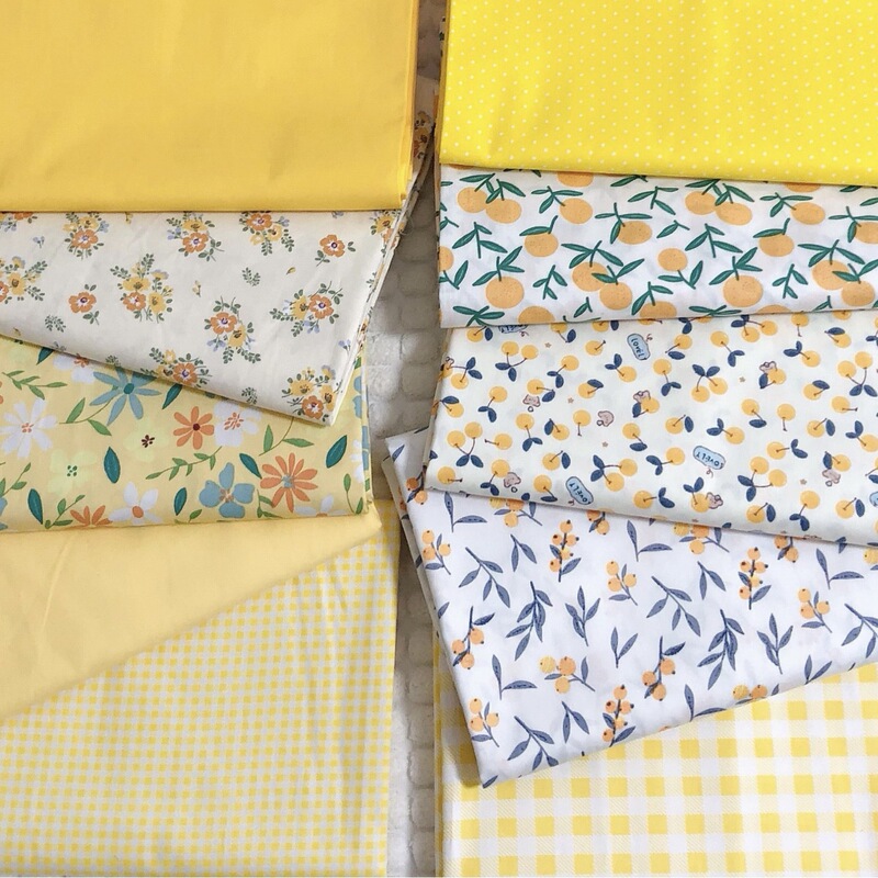 1.6m Wide Princess Yellow Cloth Set Girls Dress Bedding Cloth Pure Cotton Flower Fruit Plaid Printed Cloth Batch