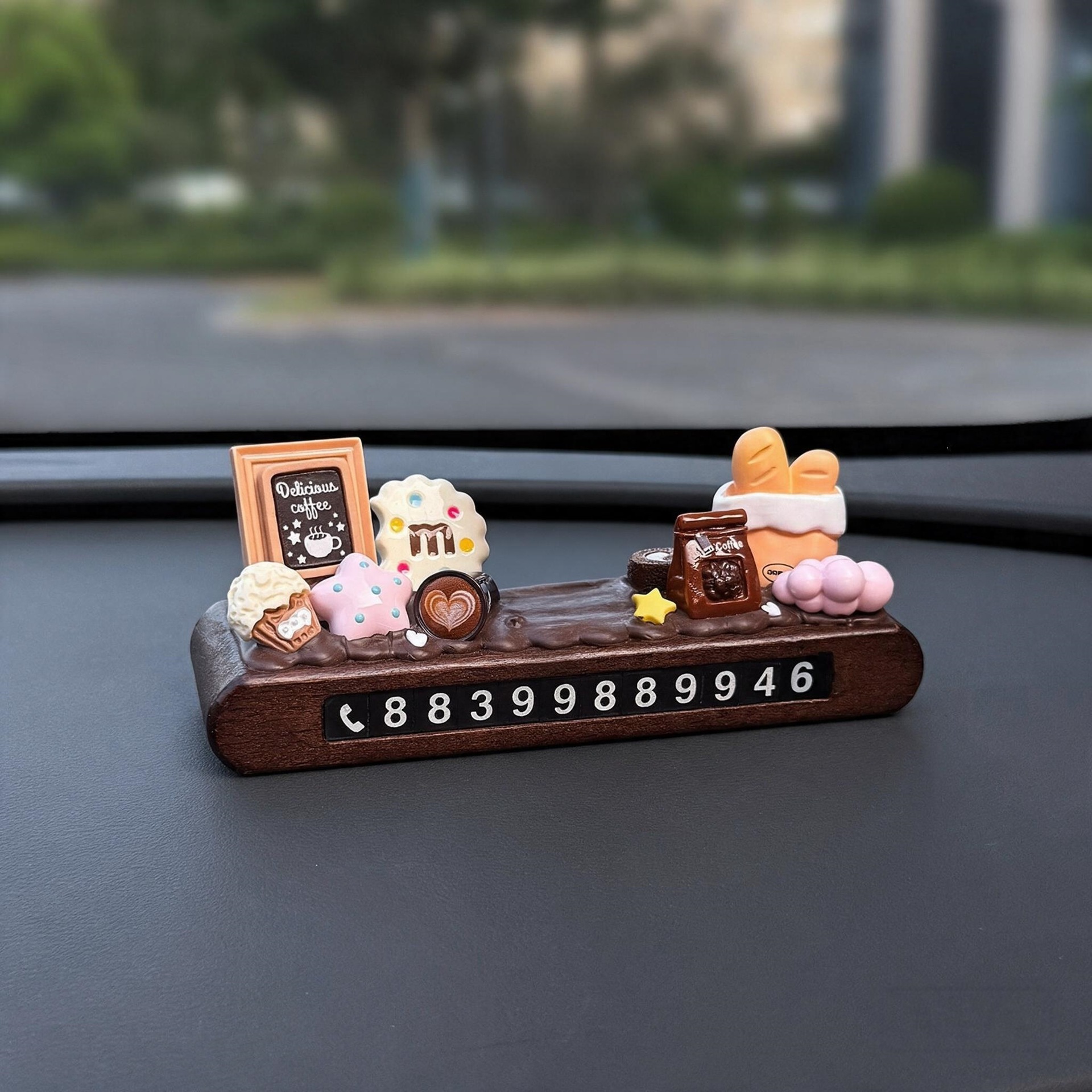 Handmade DIY Cream Car Temporary Parking Number Plate Car Decoration Moving Phone Plate with Doll Material Kit