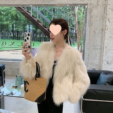 2025新款时尚领名媛显瘦年轻短款仿狐狸毛皮草外套短小个子海宁