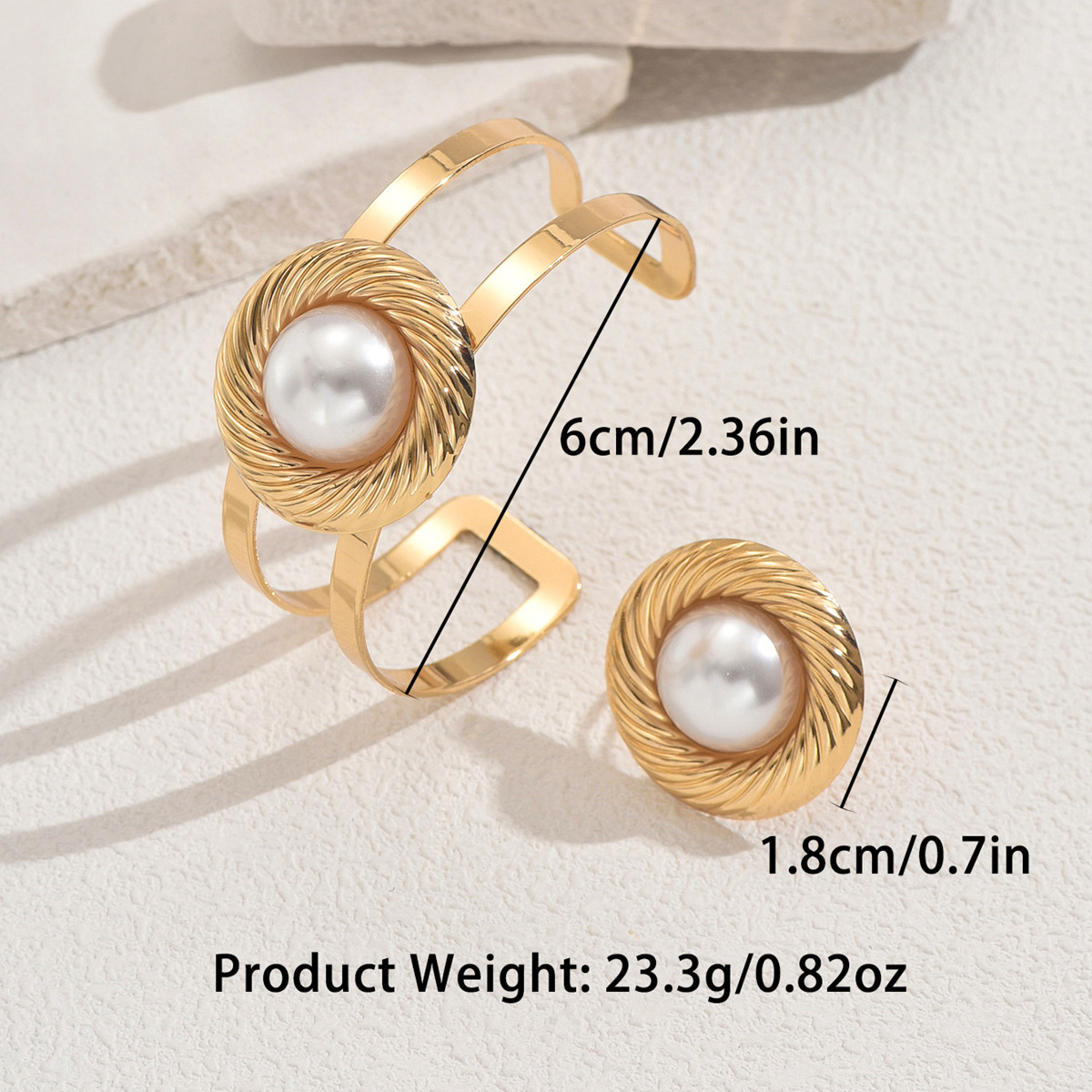 Geometriskt armband med ring i set med pärlor_voghion.com