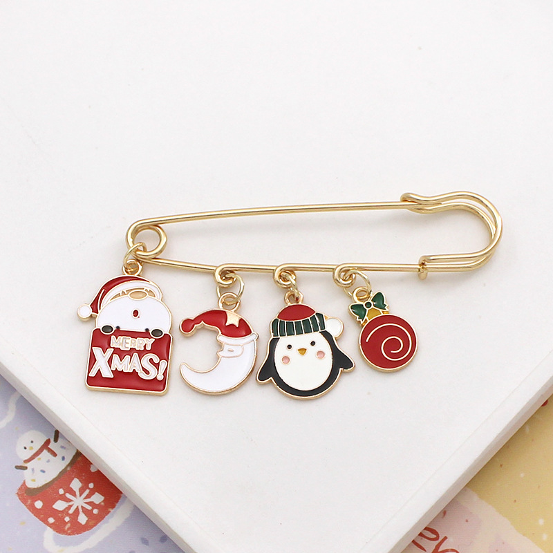 Broche en métal de la série de Noël, badge de dessin animé du Père Noël, accessoires vestimentaires, badge cadeau de Noël_voghion.com