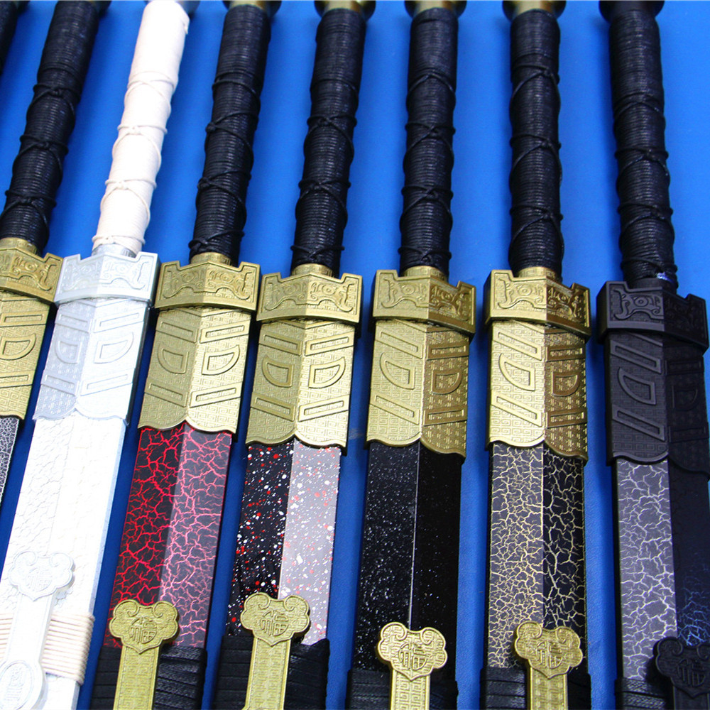 Bamboo cosplay props weapons and swords, ancient Han swords, bamboo swords and wooden swords, black white and red Han swords