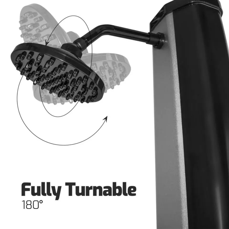 35L nuevo soporte de ducha solar de plata anti-UV ducha solar todos los accesorios negros