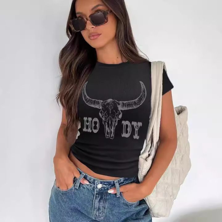 INS Summer 2024 Women's Pit Striped Slim-fit Navel Fashion Short-sleeved T-shirt Top