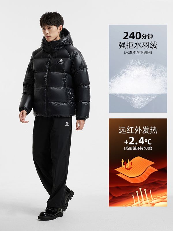 骆驼黑钻5PRO户外羽绒服25冬季情侣新款防风保暖外套拒水绒面包服|undefined