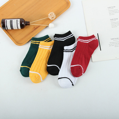 春夏女士船袜双杠棉质低帮短袜日系学院风成人女袜条纹厂家批发|ms