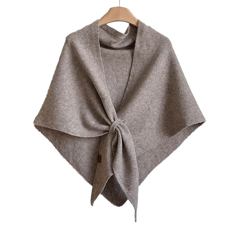 Bufanda Triangular de Lana Estilo Casual 2025 para Mujer, Calentador de Cuello para Otoño e Invierno, Chal Grande de Color Sólido para Habitaciones con Aire Acondicionado.