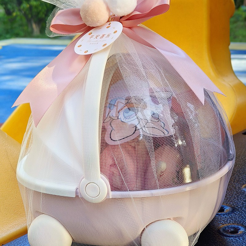 빈 핑크색 유모차 상자(액세서리 포함)