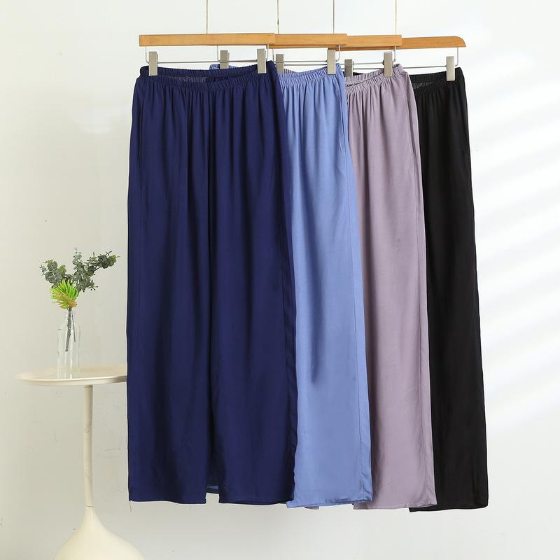 Men's Cotton Silk Lightweight plus size Casual Pants Spring and Summer Loose Breathable Straight Leg Pants Simple All-match Slim Look Trousers