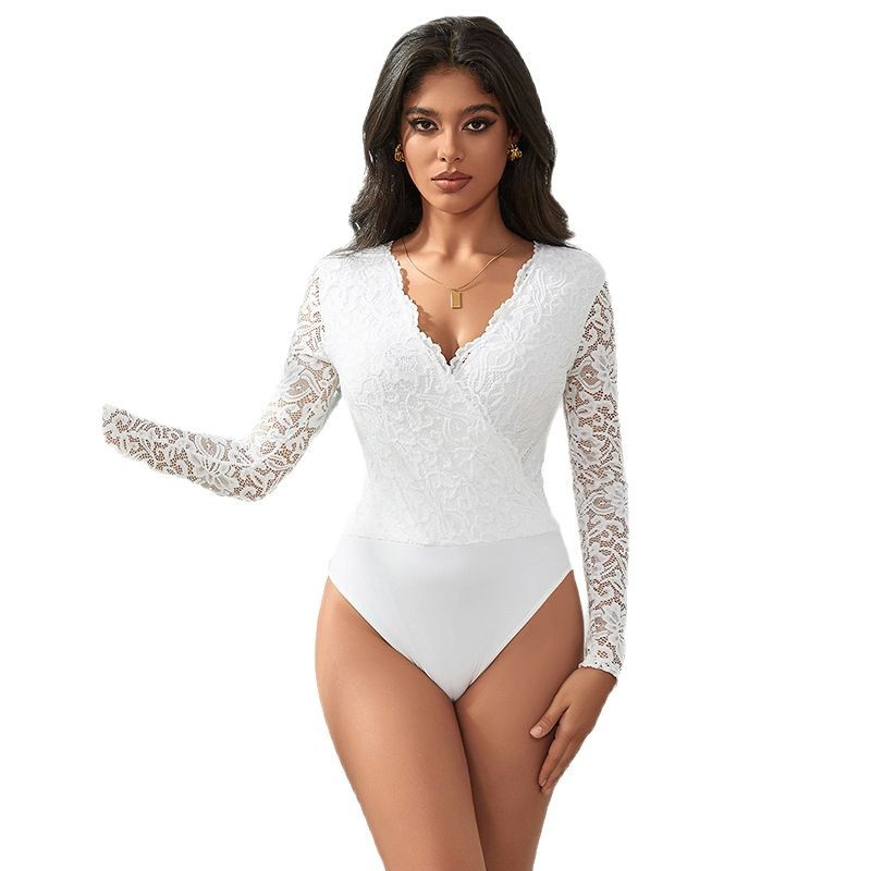 Transfronterizos bajo precio sexy de encaje sólido de manga larga chica caliente delgada tren sin ropa interior erótica fábrica de fuente