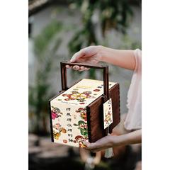 2025年新年礼箱包装ビスケットナッツ年物特産菓子蛇年送中国式手提げ木製ギフトボックス