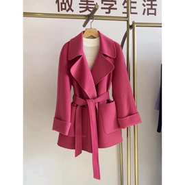 24韩版高级感风衣超好看时尚百搭蝙蝠型显瘦玫红色其它/其它外套