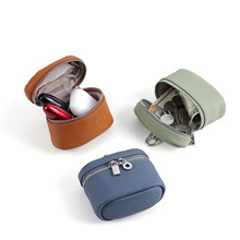 新款胸挂口红化妆包挂脖子零钱包耳机收纳包头层牛皮迷你挂饰真皮