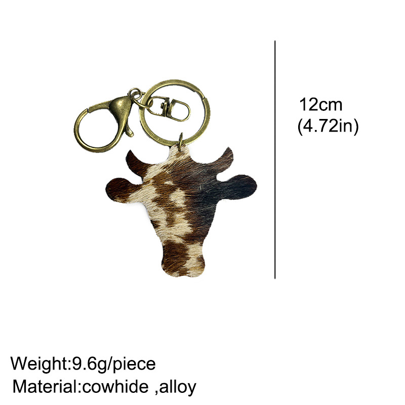 Retro Bull Head Alloy Leather Bag Pendant Keychain display picture 1