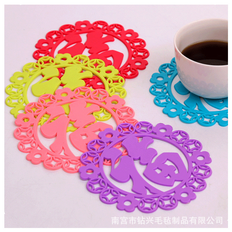 新款隔热垫福字款厨房餐厅客厅餐桌隔热垫毛毡杯垫可做LLOGO