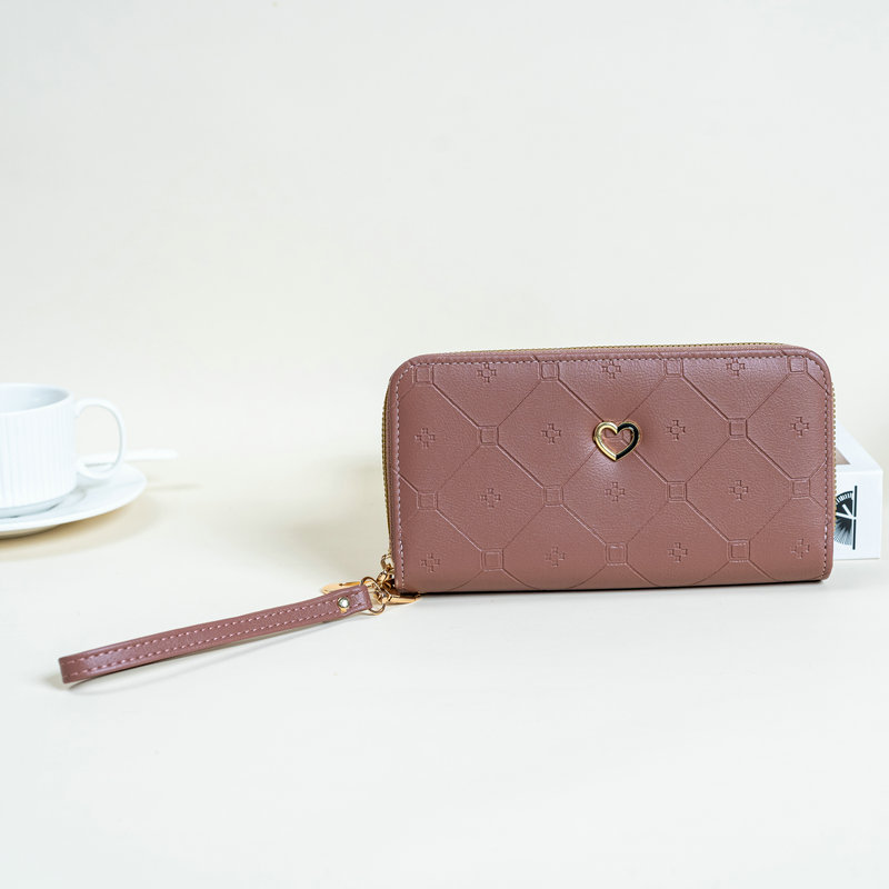 2024 embrague de mujer en forma de corazón compras casual todo fósforo billetera móvil bolso de cuero portátil de gran capacidad