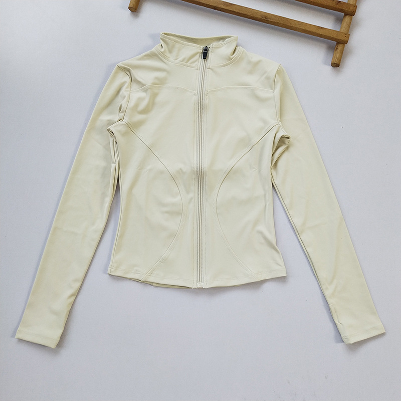 Chaqueta de yoga delgada con cuello alto con cremallera, protección solar delgada, ciclismo al aire libre, ropa deportiva, ropa de gimnasia, top de carrera de secado rápido