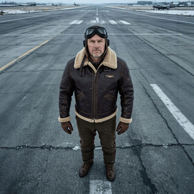 Cross-Border Exclusive Supply of Men's Retro Leather and Fur Integrated Aviator Jacket with Thickened Warm Pu Leather and Fur Collar