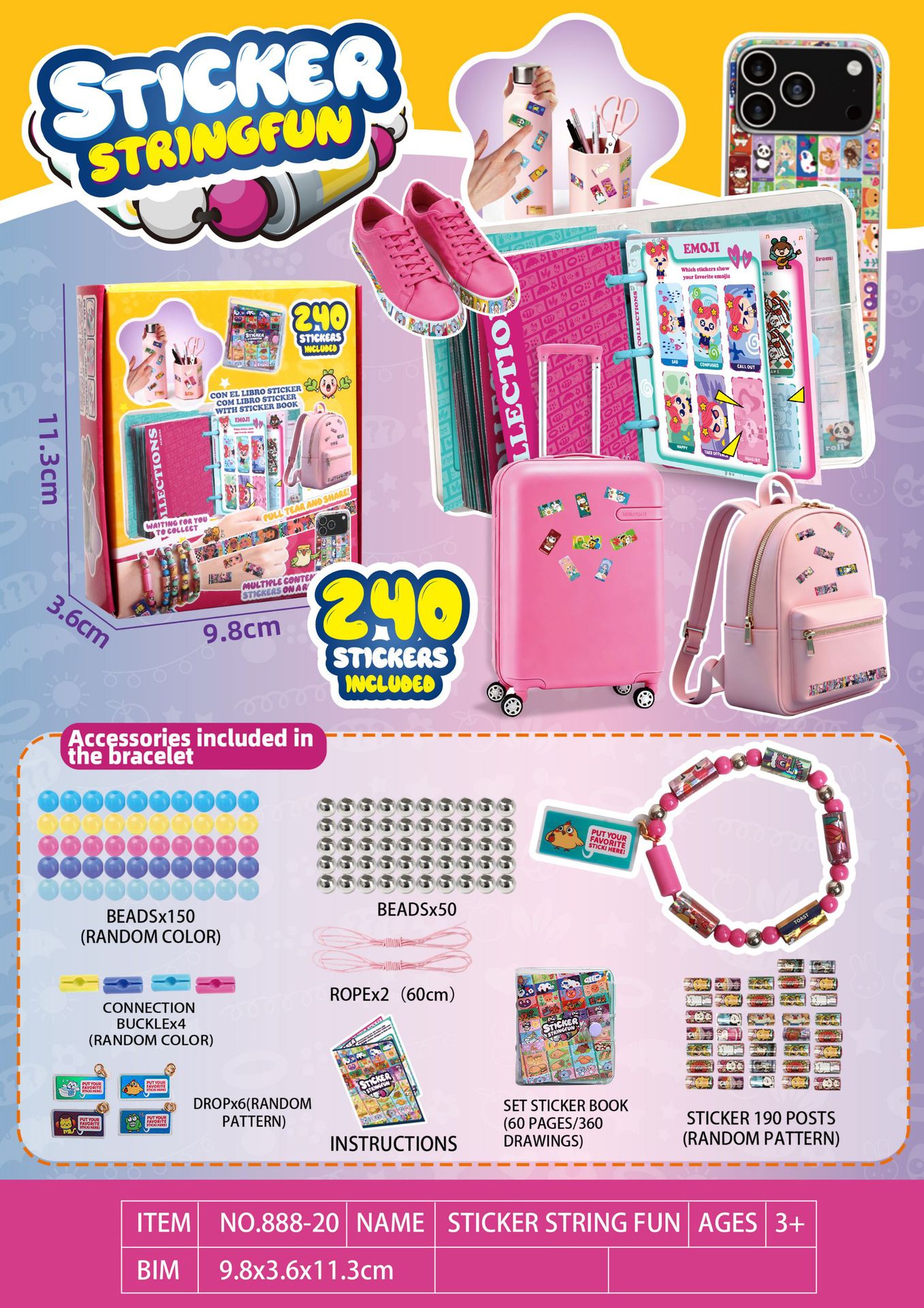 Pegatinas de juguetes para niños pulseras STICKI ROLL productos acabados creativos accesorios pegatinas de cuentas transfronterizas